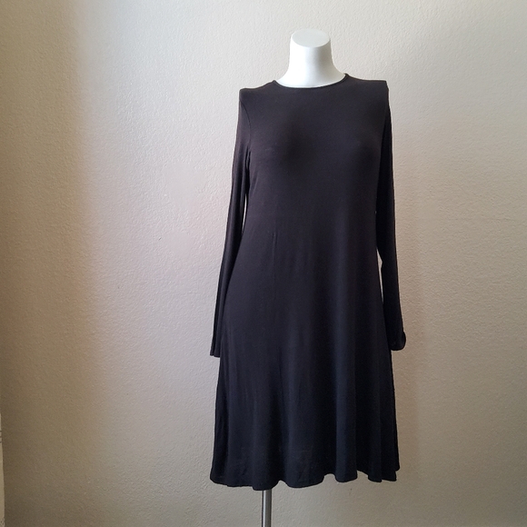 Eileen Fisher Long Sleeve Jersey Knit Shift Dress Size L Brown - Picture 4 of 11